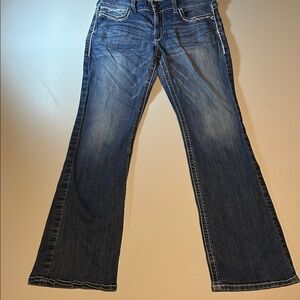 Ariat Jeans Womens 33L Blue REAL Whipstitch Mid Rise Boot Thick Stitch Western